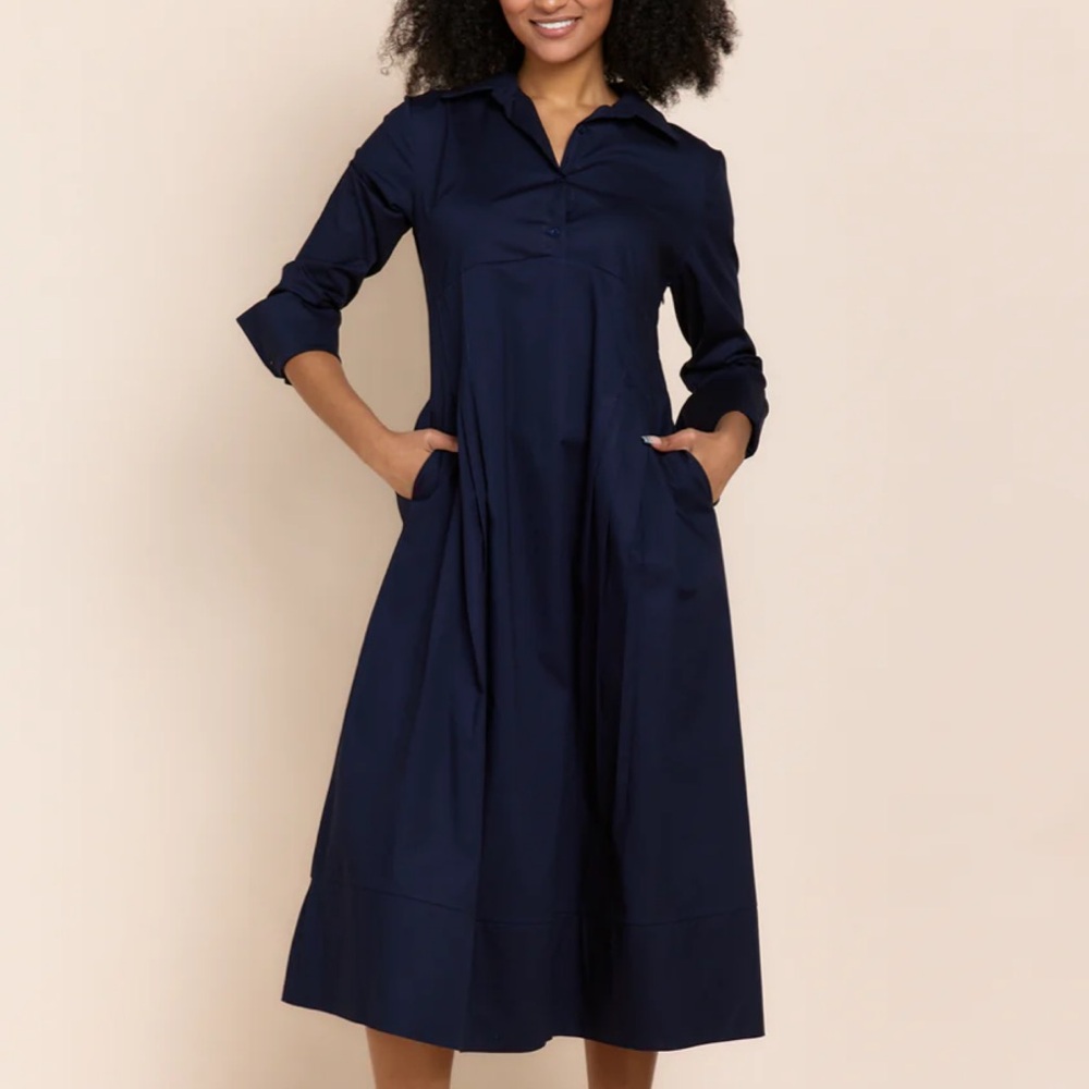 Sofia Collection Alayna Midi Dress Navy Pockets